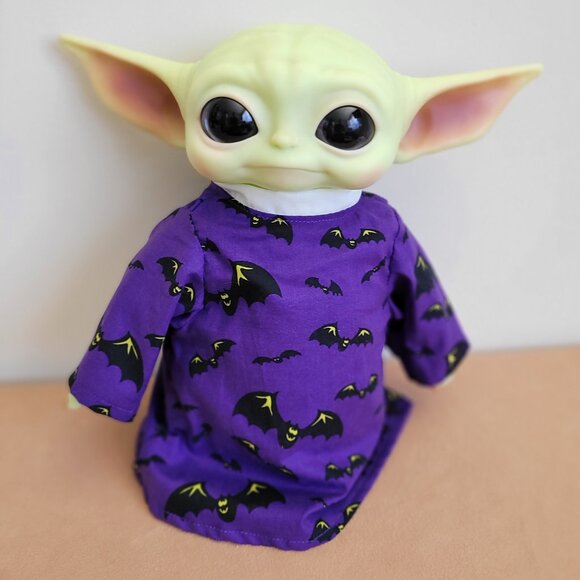 Spooky Bats 2pc Halloween Outfit/scarf set for 11" Mattel Child Grogu Yoda dolls - Picture 4 of 7